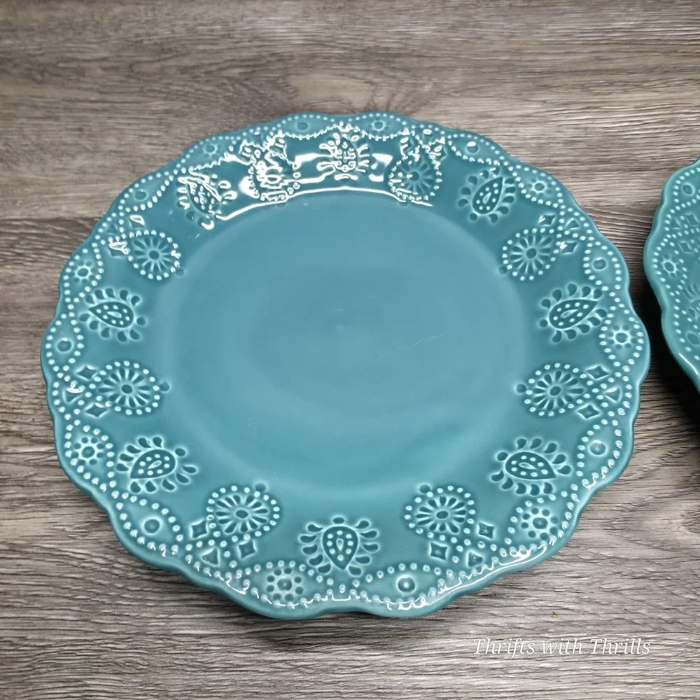 Pioneer‎ Woman Lace Cowgirl Stoneware - Teal - Two Replacement 8.5